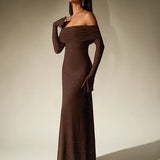 Off-Shoulder Maxi Jurk met Glitterdetails