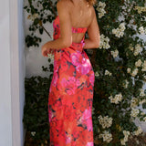 Straploze Midi Jurk met Bloemenprint