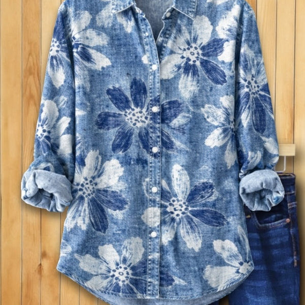 Dames Blouse met Bloemenprint en Kraag