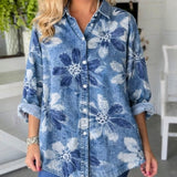 Dames Blouse met Bloemenprint en Kraag