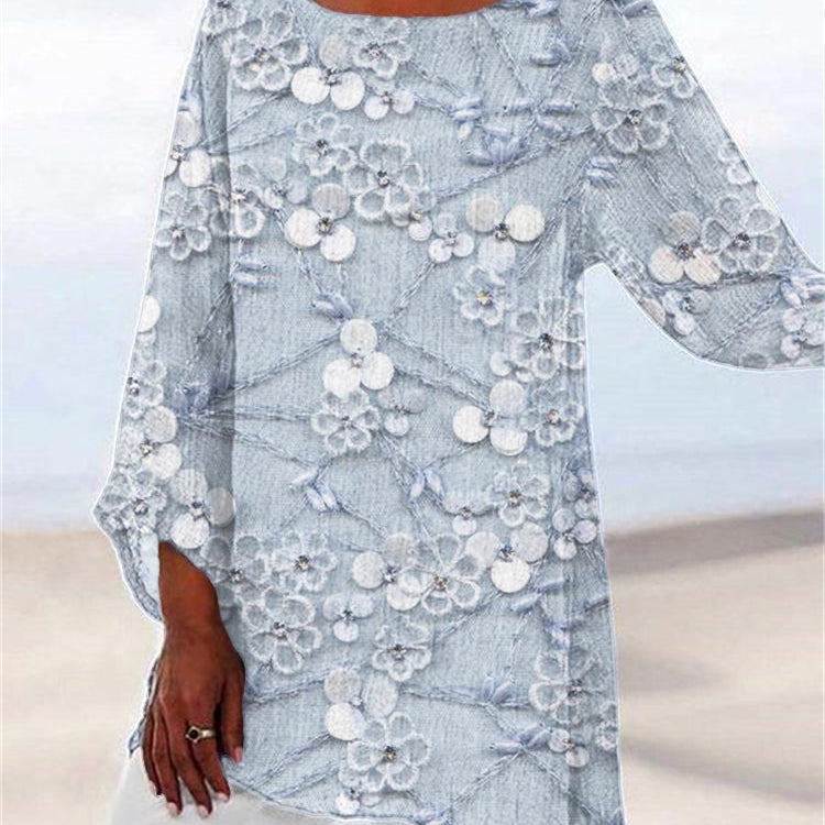 Gebloemde Tuniek met 3D Bloemappliqués