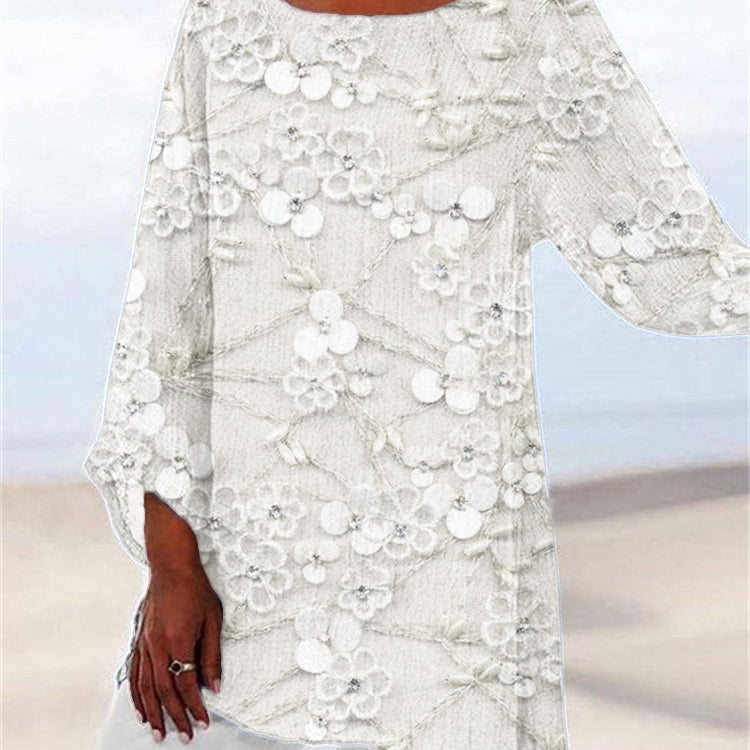 Gebloemde Tuniek met 3D Bloemappliqués