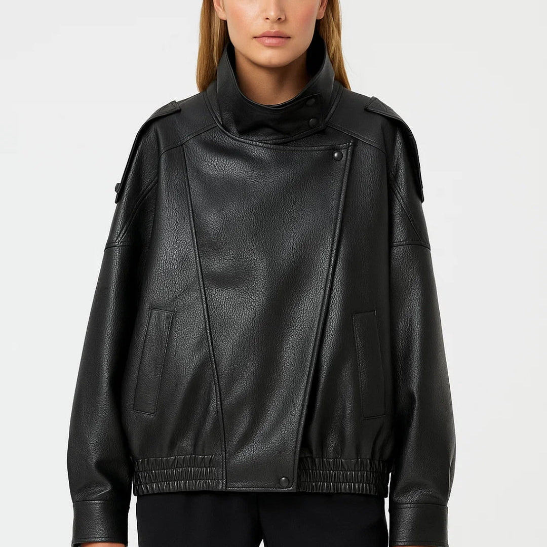 Oversized Damesjas met Leren Look