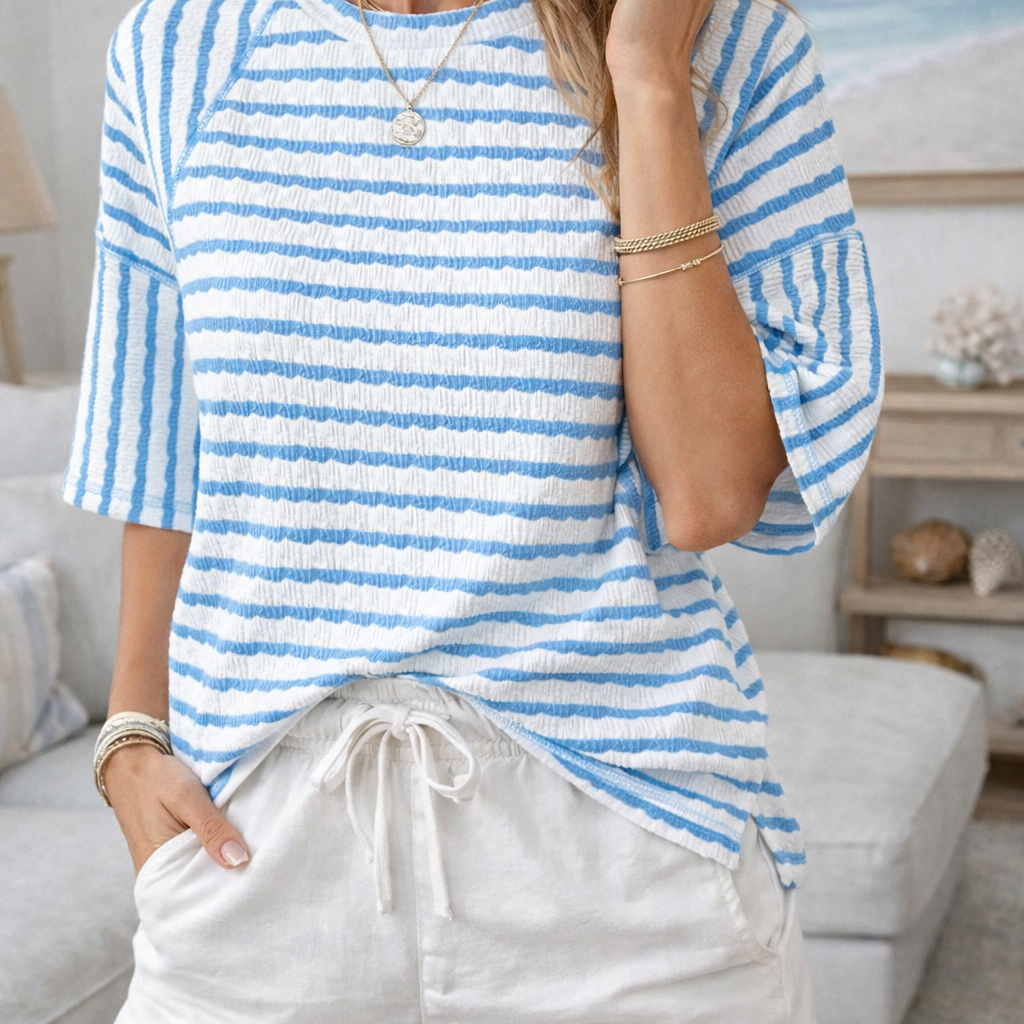 Dames Gestreept T-shirt met Ronde Hals