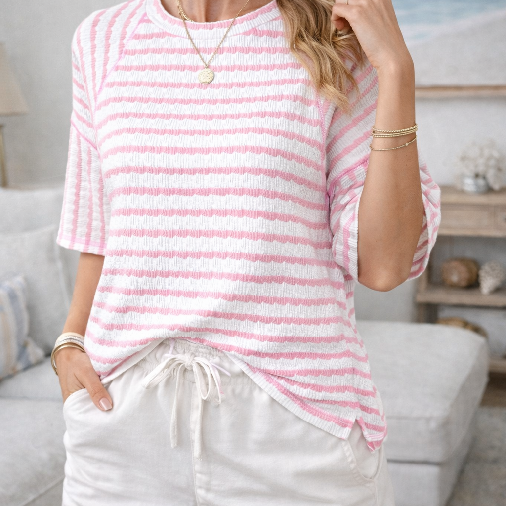 Dames Gestreept T-shirt met Ronde Hals