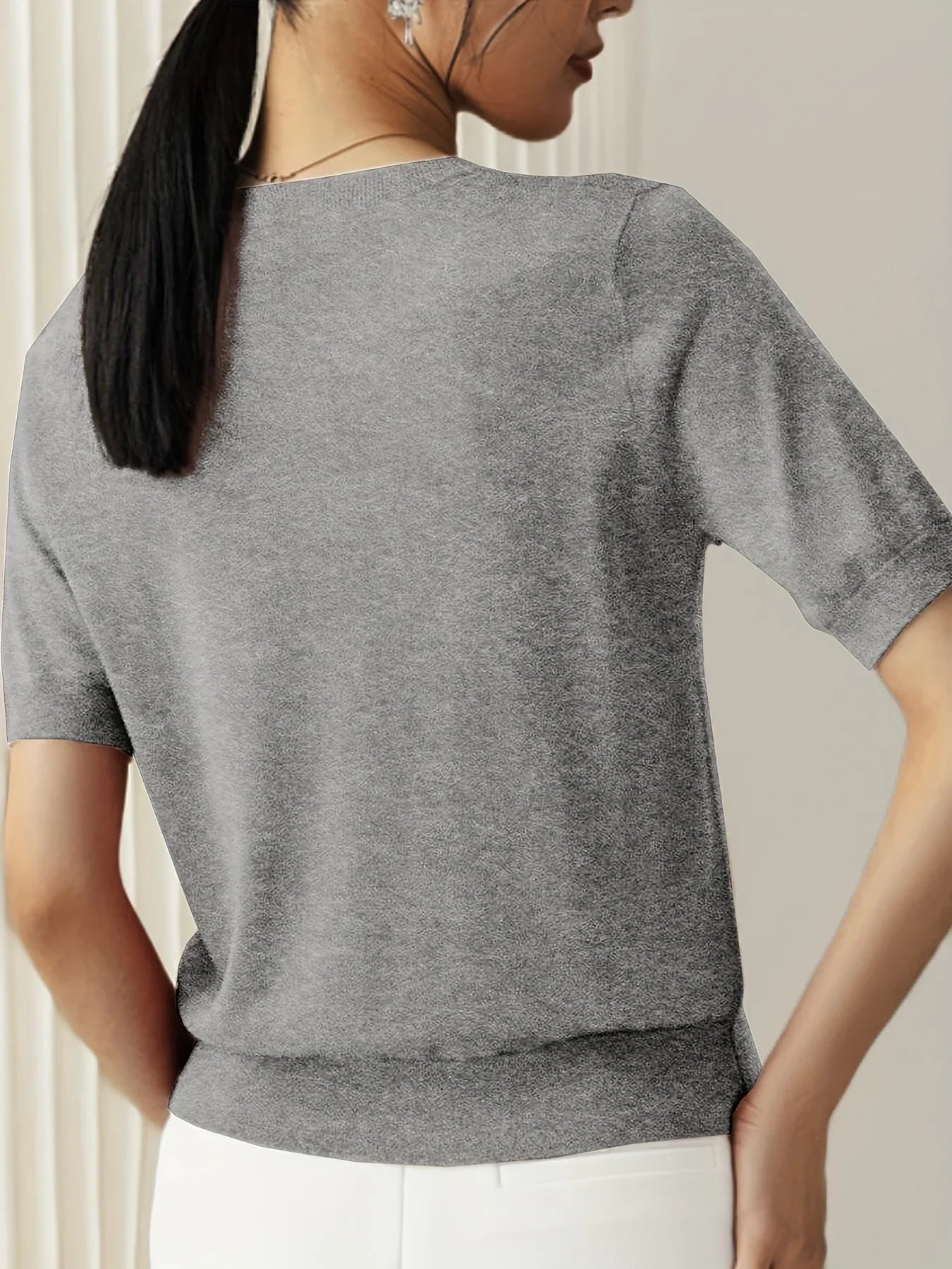 Casual dames T-shirt met korte mouwen, perfect voor de lente en dagelijkse outfits.