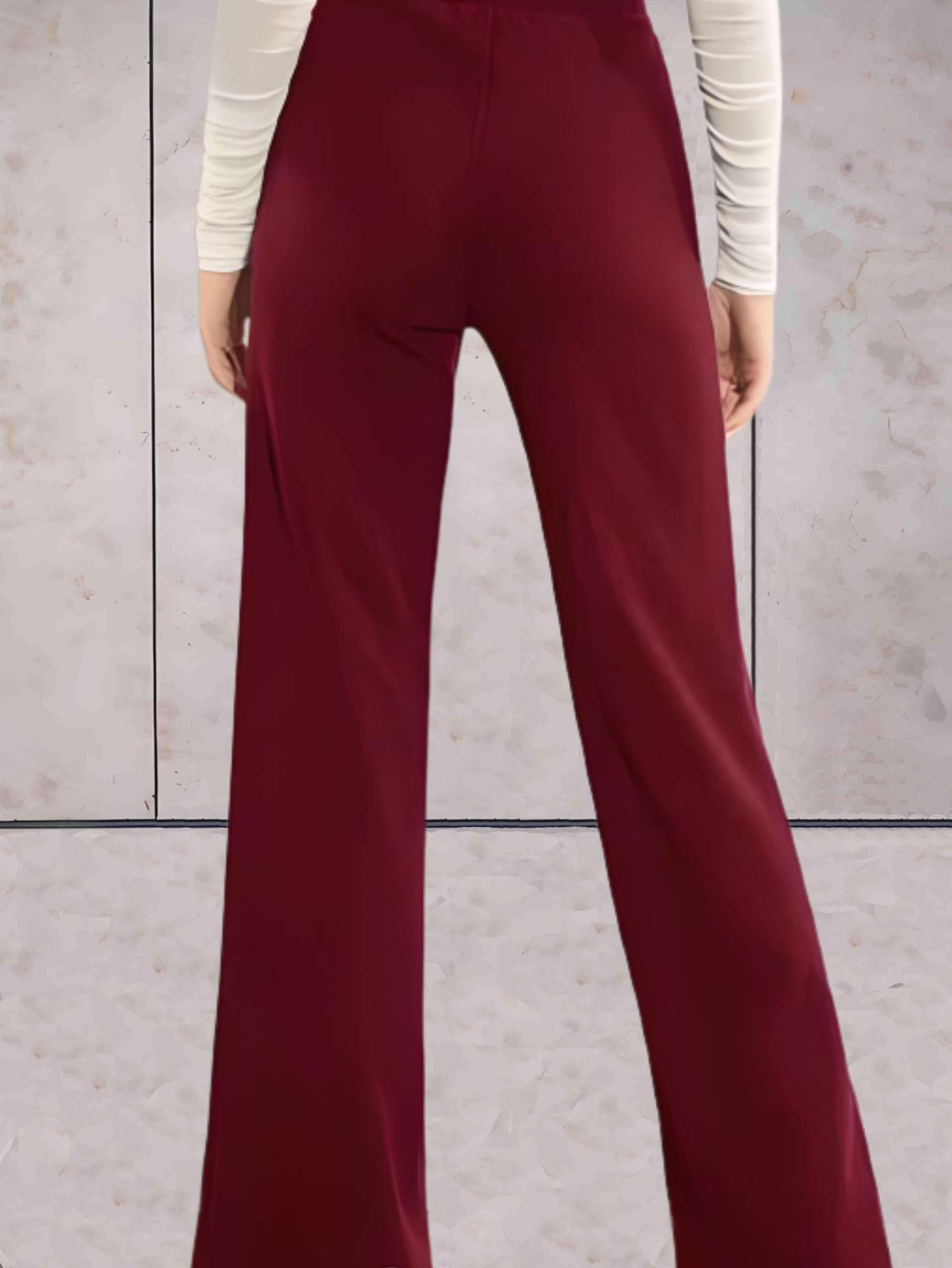 Lorena – Stijlvolle casual broek voor dames met wijde pijpen en een hoge stretch taille, perfect voor een comfortabele en modieuze look.