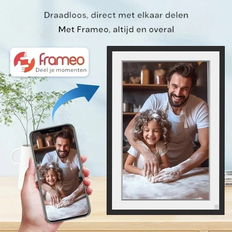 Digitale fotolijst 10 inch – Full HD display, wifi-connectiviteit en ingebouwde opslag. Deel en bekijk je favoriete herinneringen in hoge resolutie, eenvoudig te bedienen en modern design.