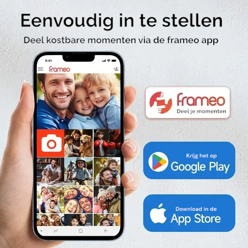 Digitale fotolijst 10 inch – Full HD display, wifi-connectiviteit en ingebouwde opslag. Deel en bekijk je favoriete herinneringen in hoge resolutie, eenvoudig te bedienen en modern design.