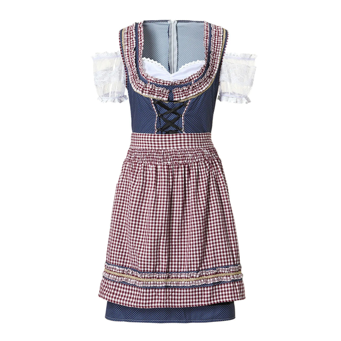 Traditionele Oktoberfest dirndl-jurk voor dames – klassiek Beiers kostuum met elegante pasvorm, sierlijke details en hoogwaardige stof, ideaal voor bierfeesten en verkleedpartijen.