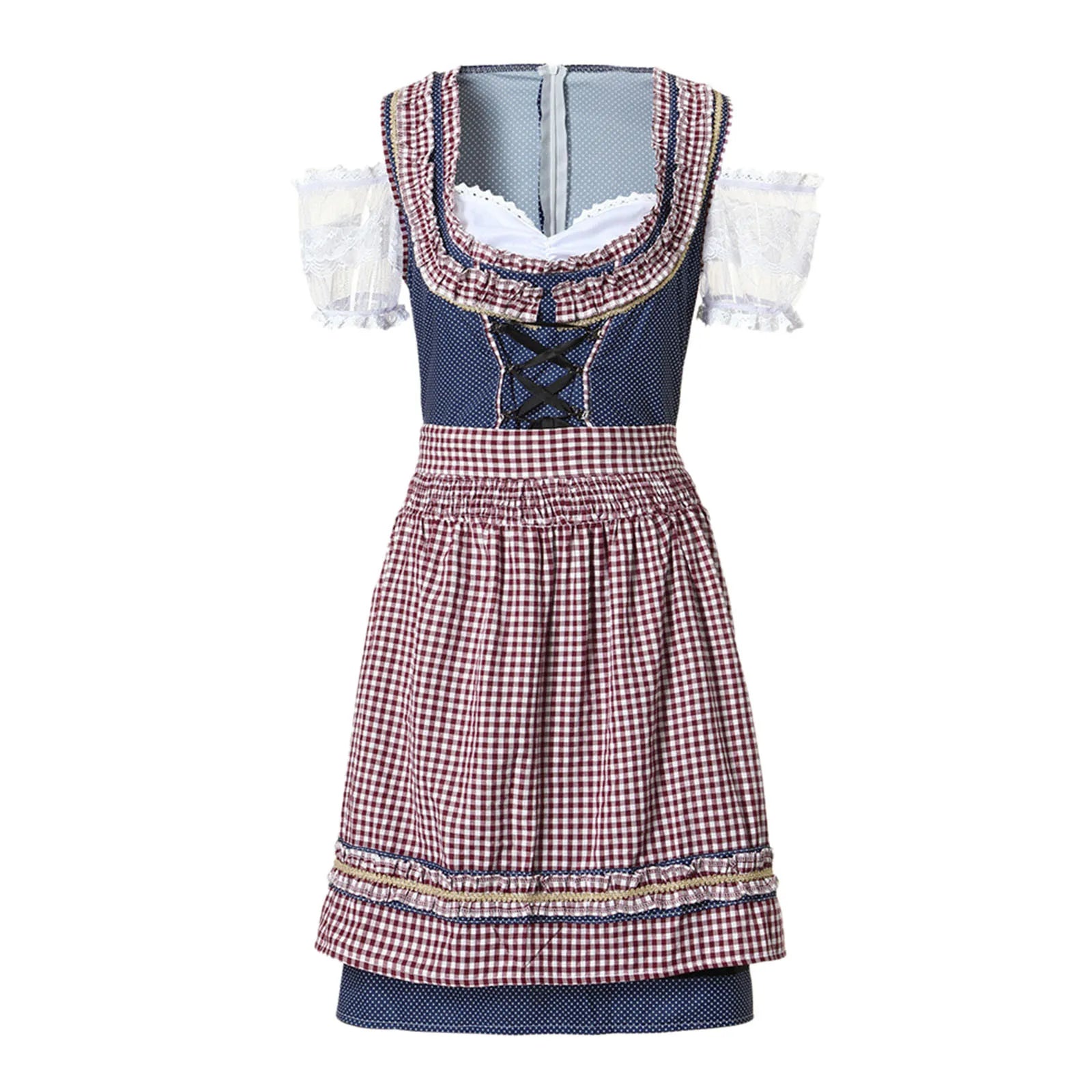 Traditionele Oktoberfest dirndl-jurk voor dames – klassiek Beiers kostuum met elegante pasvorm, sierlijke details en hoogwaardige stof, ideaal voor bierfeesten en verkleedpartijen.
