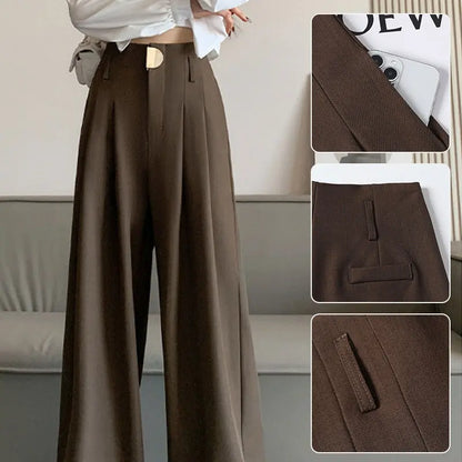 Dressingbroek – hoge taille en wijde pijpen voor een stijlvolle, vlotte look. Perfect voor een elegante en comfortabele outfit, ideaal voor zowel werk als vrije tijd.