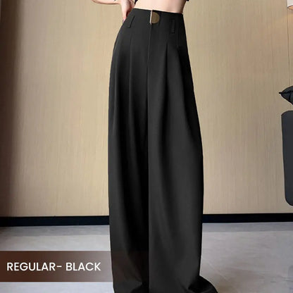 Dressingbroek – hoge taille en wijde pijpen voor een stijlvolle, vlotte look. Perfect voor een elegante en comfortabele outfit, ideaal voor zowel werk als vrije tijd.