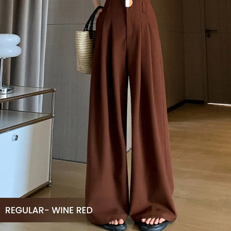 Dressingbroek – hoge taille en wijde pijpen voor een stijlvolle, vlotte look. Perfect voor een elegante en comfortabele outfit, ideaal voor zowel werk als vrije tijd.