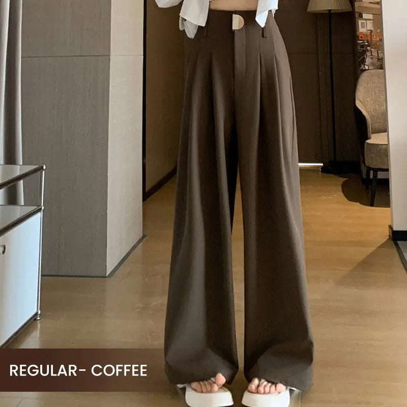 Dressingbroek – hoge taille en wijde pijpen voor een stijlvolle, vlotte look. Perfect voor een elegante en comfortabele outfit, ideaal voor zowel werk als vrije tijd.