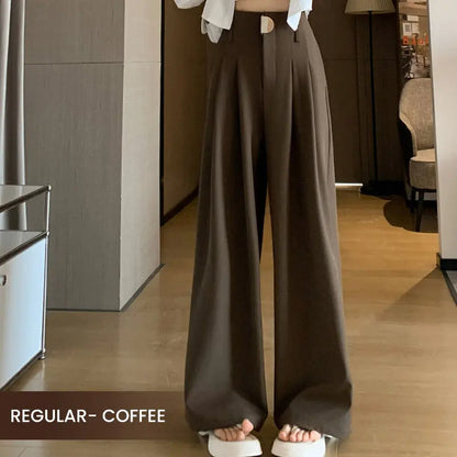 Dressingbroek – hoge taille en wijde pijpen voor een stijlvolle, vlotte look. Perfect voor een elegante en comfortabele outfit, ideaal voor zowel werk als vrije tijd.