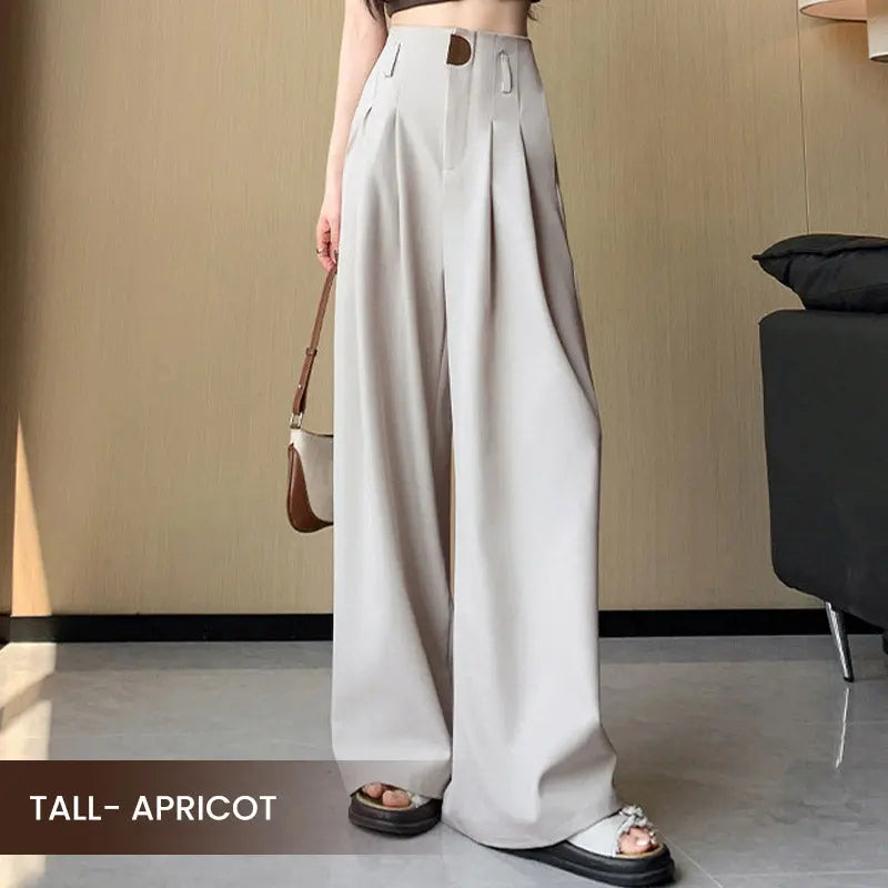 Dressingbroek – hoge taille en wijde pijpen voor een stijlvolle, vlotte look. Perfect voor een elegante en comfortabele outfit, ideaal voor zowel werk als vrije tijd.