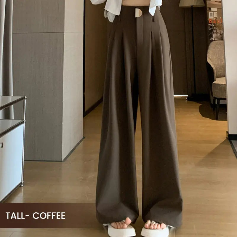 Dressingbroek – hoge taille en wijde pijpen voor een stijlvolle, vlotte look. Perfect voor een elegante en comfortabele outfit, ideaal voor zowel werk als vrije tijd.