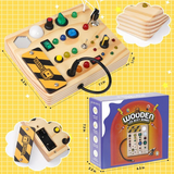 Montessori peuter drukbord van hout – educatief sensorisch speelgoed met 27 LED-lampjes voor kinderen van 1 tot 6 jaar, bevordert fijne motoriek en logisch denken.