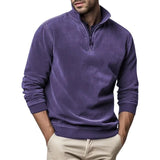 Fleece trui met opstaande kraag en halve rits