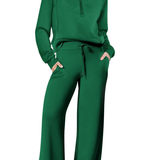 Tweedelige Lounge Set met Half-Zip Top en Wijde Broek