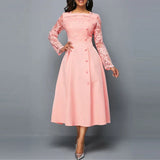 Mintgroene Elegante Midi Jurk met Kant