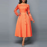 Mintgroene Elegante Midi Jurk met Kant