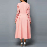 Mintgroene Elegante Midi Jurk met Kant