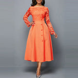 Mintgroene Elegante Midi Jurk met Kant
