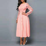 Mintgroene Elegante Midi Jurk met Kant