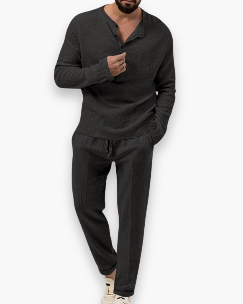 Dario herenset – chique combinatie van broek en top, moderne pasvorm met stijlvolle afwerking voor formele en casual gelegenheden.