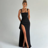 Dames Maxi Jurk met Hoge Split en Spaghettibandjes