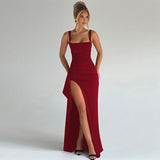 Dames Maxi Jurk met Hoge Split en Spaghettibandjes