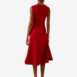 Midi Jurk met Asymmetrische Tailleplooien