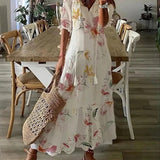 Maxi Jurk met Bloemenprint en V-Hals