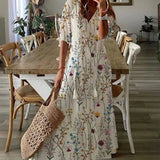Maxi Jurk met Bloemenprint en V-Hals