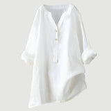 Linnen Blouse met V-Hals en Knoopsluiting