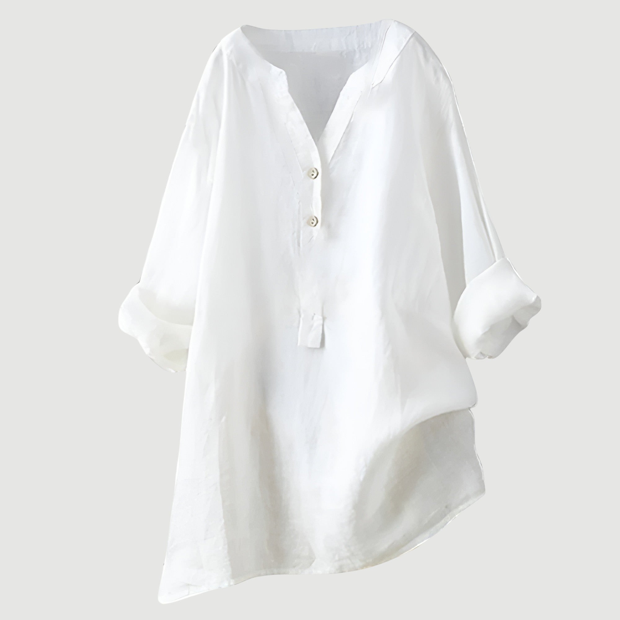 Linnen Blouse met V-Hals en Knoopsluiting