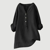 Linnen Blouse met V-Hals en Knoopsluiting