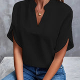 Dames Blouse met V-hals en Korte Mouwen