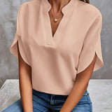Dames Blouse met V-hals en Korte Mouwen