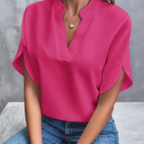 Dames Blouse met V-hals en Korte Mouwen