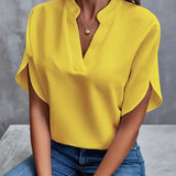 Dames Blouse met V-hals en Korte Mouwen