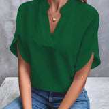 Dames Blouse met V-hals en Korte Mouwen