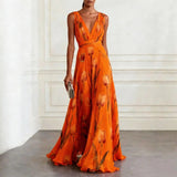 Dames Maxi Jurk met Bloemenprint en V-hals