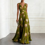 Dames Maxi Jurk met Bloemenprint en V-hals