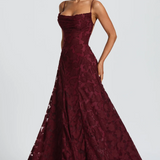 Strapless Maxi Jurk met Kant en Open Rug
