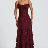 Strapless Maxi Jurk met Kant en Open Rug