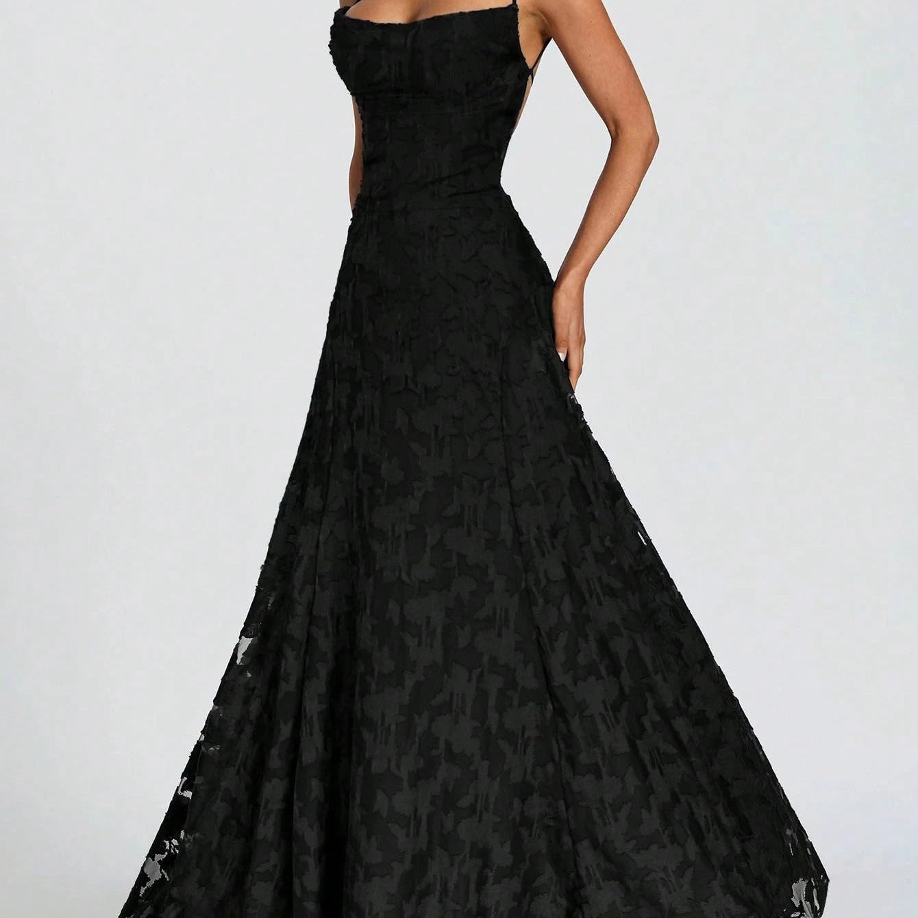 Strapless Maxi Jurk met Kant en Open Rug