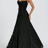 Strapless Maxi Jurk met Kant en Open Rug